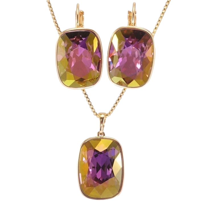 Набір Xuping колір 18K з кр-ми Swarovski Сережки Кулон на ланцюжку Кристали Lilac Shadow 11х21мм довжина 40-45см фото №23