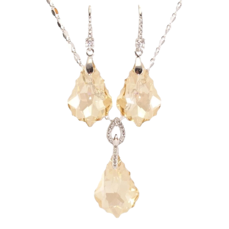 Набор Xuping цвет Родий с кр-ми Swarovski Серьги Кулон на цепочке Кристальные подвески Topaz длина 39-44см х фото №22