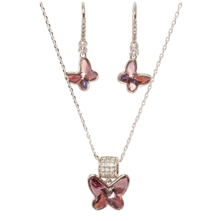 Набір Xuping колір Родій з кр-ми Swarovski Сережки Кулон на ланцюжку Метелики довжина 40-45см х 1мм фото №24 Набір Xuping колір Родій з кр-ми Swarovski Сережки Кулон на ланцюжку Метелики довжина 40-45см х 1мм фото №24