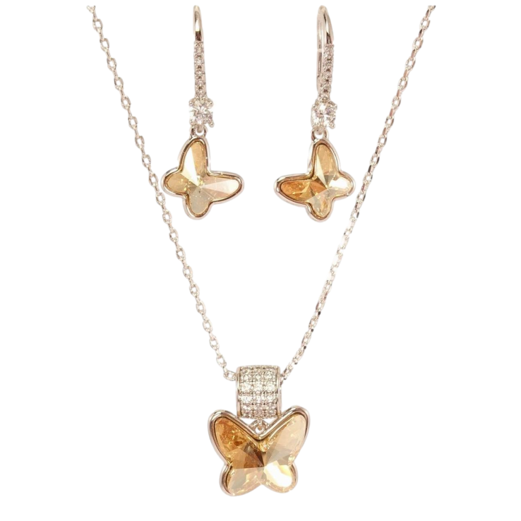 Набір Xuping колір Родій з кр-ми Swarovski Сережки Кулон на ланцюжку Метелики кристали Topaz довжина 40-42.5см х 1мм фото №23 Набір Xuping колір Родій з кр-ми Swarovski Сережки Кулон на ланцюжку Метелики кристали Topaz довжина 40-42.5см х 1мм фото №23