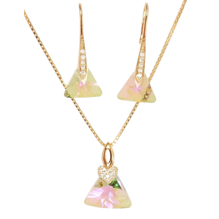 Набір Xuping колір 18K з кр-ми Swarovski Сережки Кулон на ланцюжку Трикутний Кристал дл.40-44 см фото №6