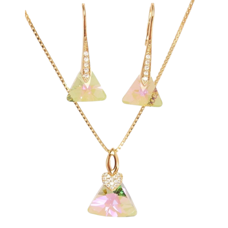 Набір Xuping колір 18K з кр-ми Swarovski Сережки Кулон на ланцюжку Трикутний Кристал дл.40-44 см фото №1