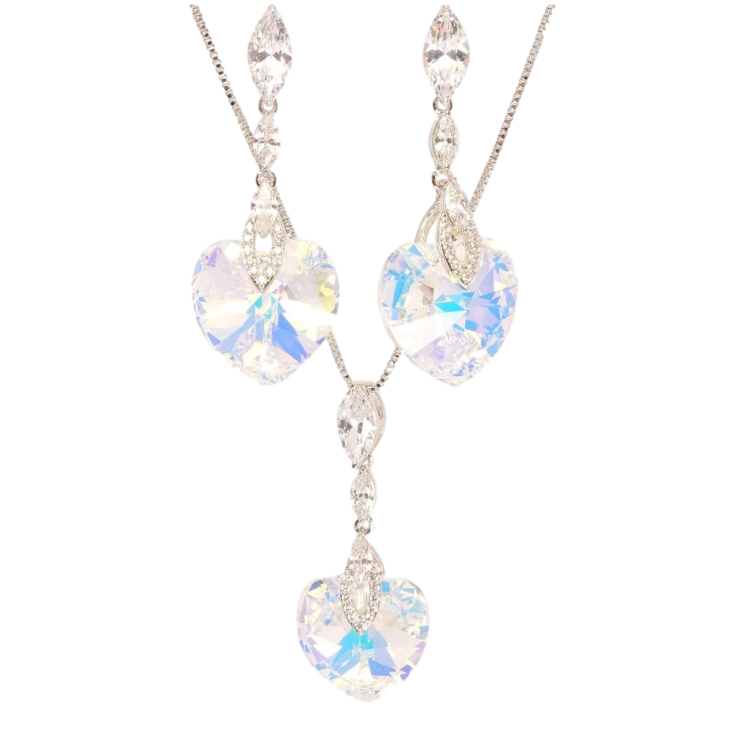 Набір Xuping колір Родій з кр-ми Swarovski Сережки Кулон на ланцюжку Xilion Heart Vitrail Light дл.38,5-43см фото №18