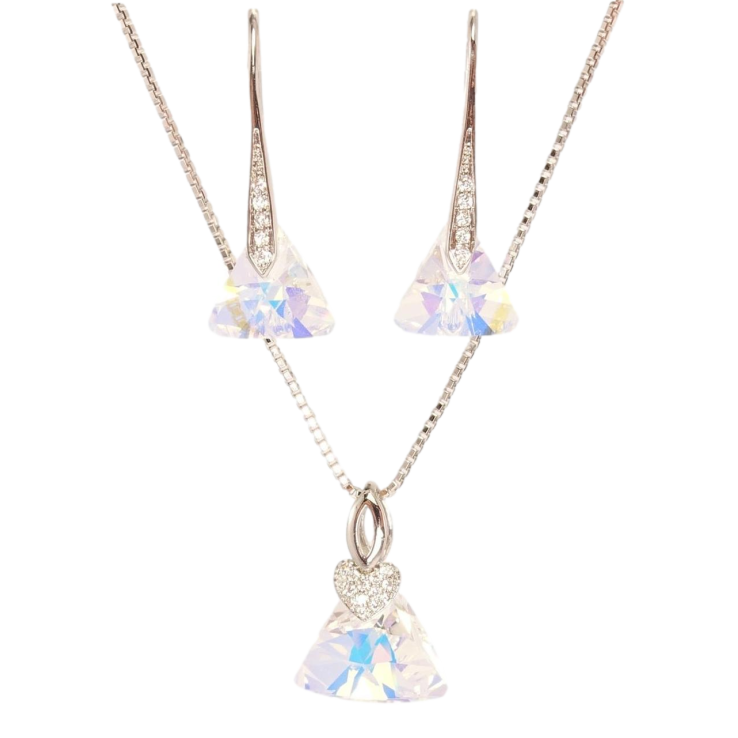 Набір Xuping колір Родій з кр-ми Swarovski Сережки Кулон на ланцюжку Трикутний Кристал дл. 40-45см фото №11