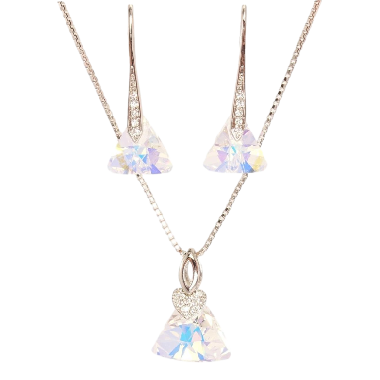 Набор Xuping цвет Родий с кр-ми Swarovski Серьги Кулон на цепочке Треугольный Кристалл дл. 40-45см фото №17