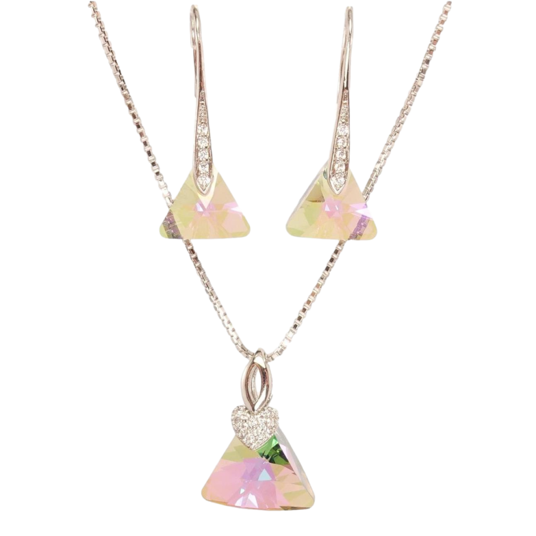 Набір Xuping колір Родій з кр-ми Swarovski Сережки Кулон на ланцюжку Кристал Vitrail Light» дл. 40-45см х 1см фото №1