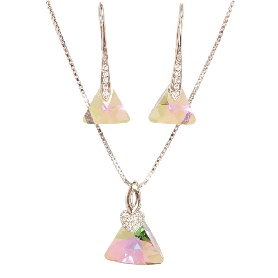 Набір Xuping колір Родій з кр-ми Swarovski Сережки Кулон на ланцюжку Кристал Vitrail Light» дл. 40-45см х 1см фото №1