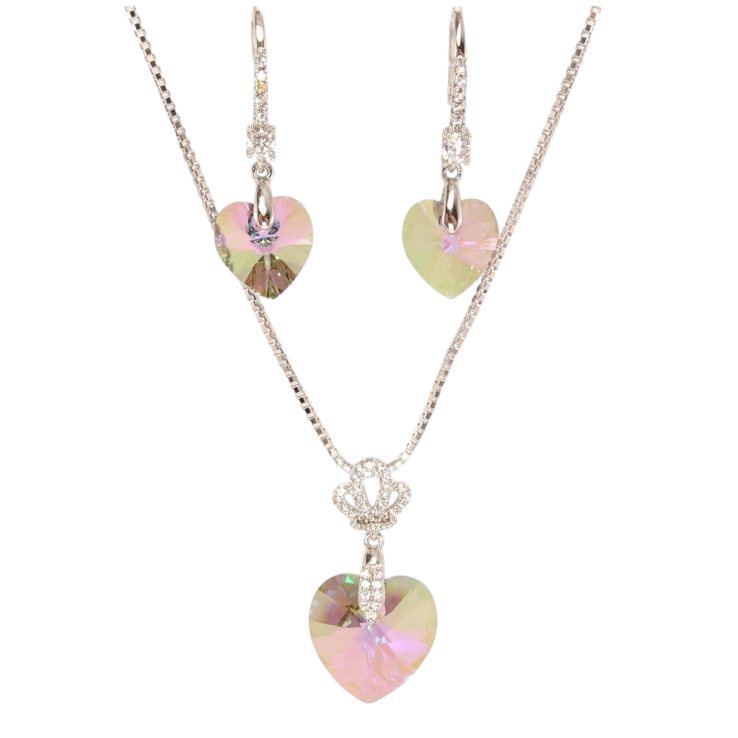 Набір Xuping колір Родій з кр-ми Swarovski Сережки Кулон на ланцюжку «Кристал Vitrail Light» довжина 40-44см х 1см фото №5