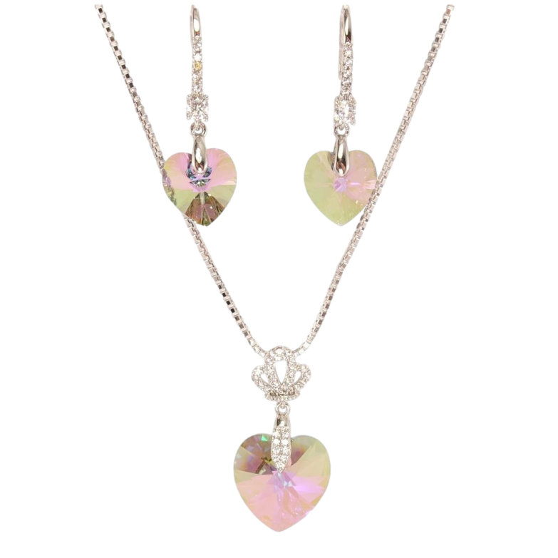 Набор Xuping цвет Родий с кр-ми Swarovski Серьги Кулон на цепочке Кристалл Vitrail Light длина 40-44см х 1см фото №5