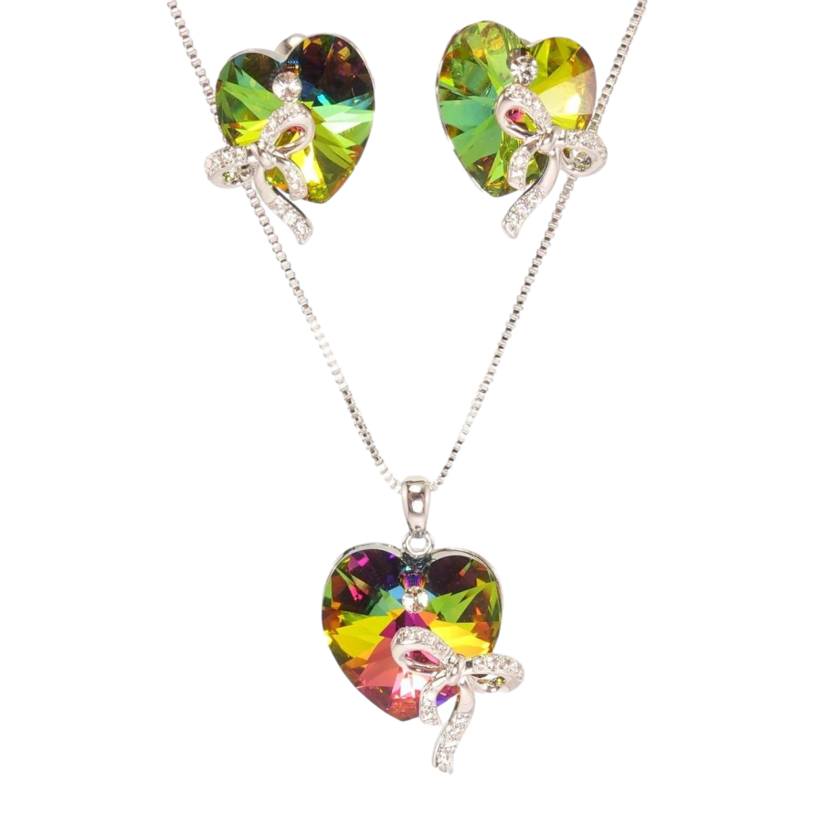 Набір Xuping колір Родій з кр-ми Swarovski Сережки Кулон на ланцюжку «Кристал Vitrail Medium» довжина 38-43см х 1мм фото №1