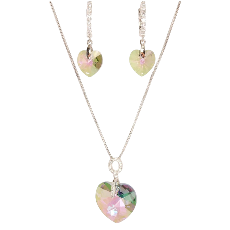 Набір Xuping колір Родій з кр-ми Swarovski Сережки Кулон на ланцюжку «Кришталеве сердечко Vitrail Ligh» довжина 40-45см фото №17