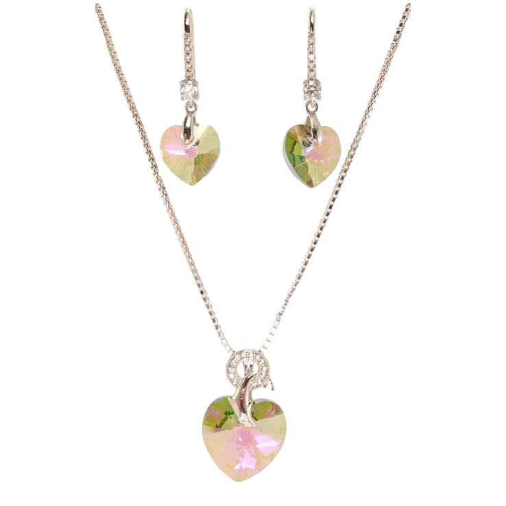 Набір Xuping колір Родій з кр-ми Swarovski Сережки Кулон на ланцюжку «Кристал Vitrail Light» довжина 40-45см х 1мм фото №18