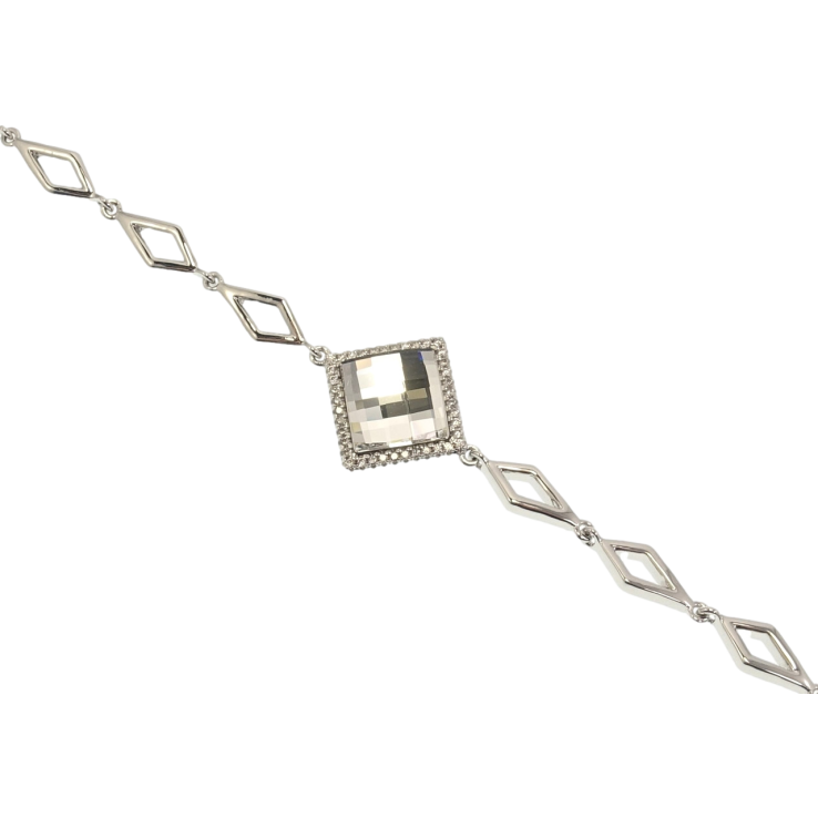 Браслет Xuping цвет Родий с кр-ми Swarovski Ромбы с кристаллом Moonlight с доп.замком дл. 17.5,19.5см х 6мм фото №22