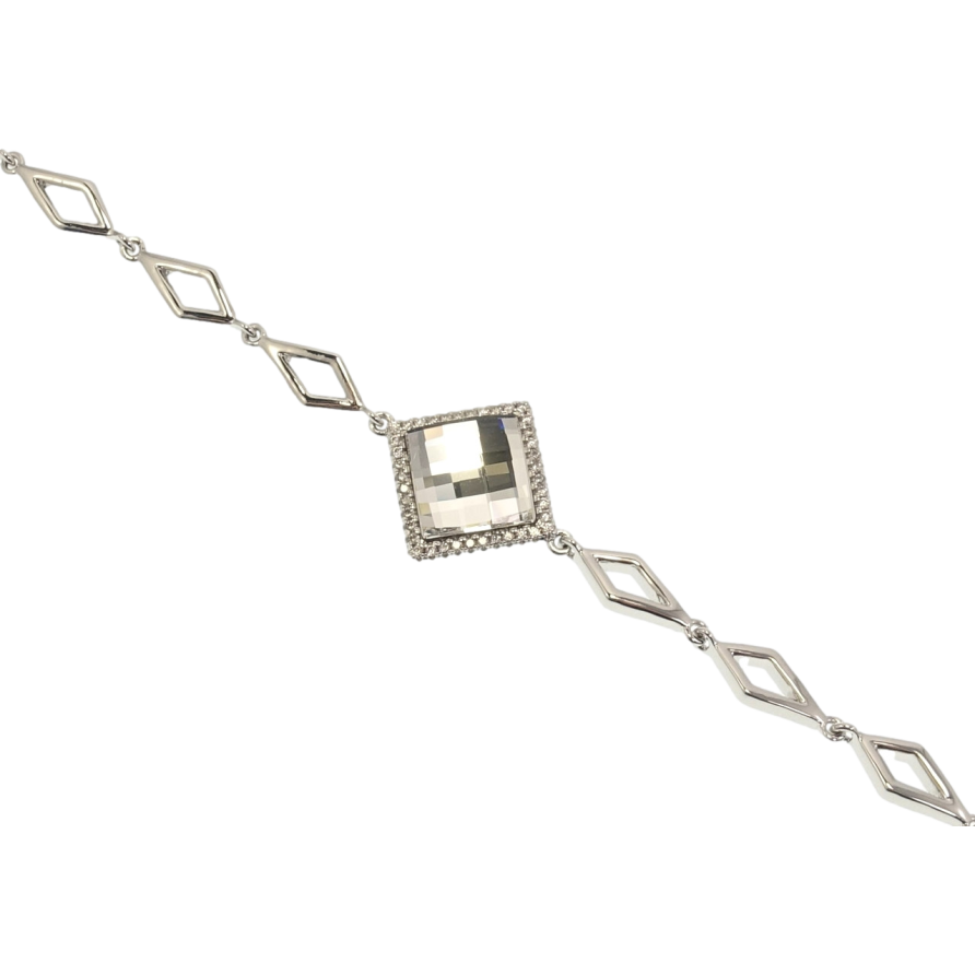 Браслет Xuping колір Родій із кр-ми Swarovski Ромби з кристалом Moonlight з доп.замком дл. 17.5,19.5см х 6мм фото №1