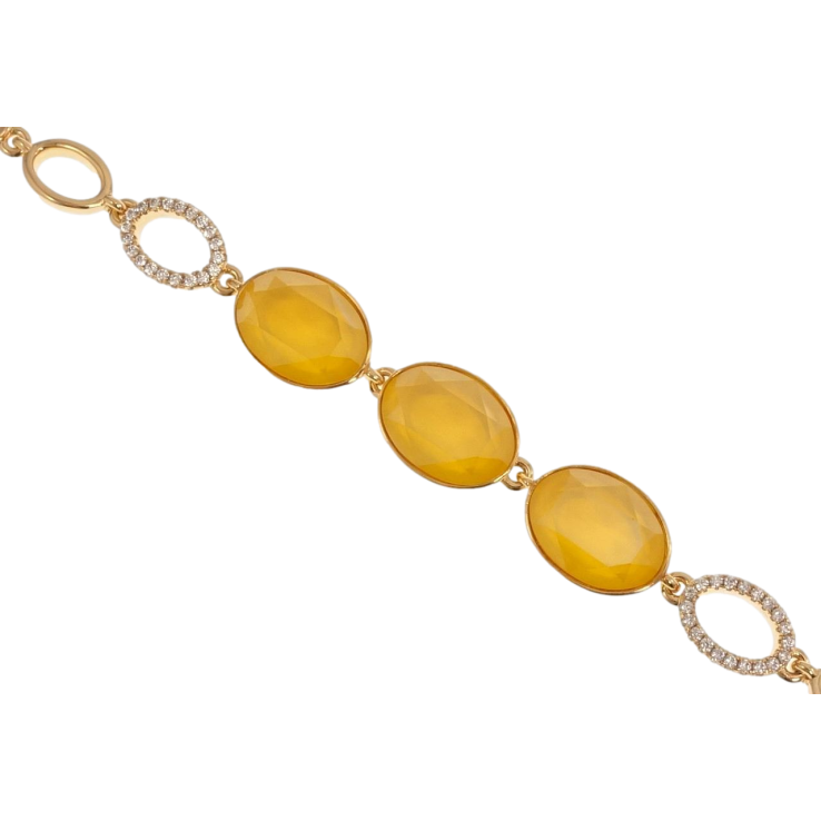 Браслет Xuping цвет 18K с кр-ми Swarovski Три кристалла Buttercup длина с доп.замком 17,19.5см х 7-8мм фото №4