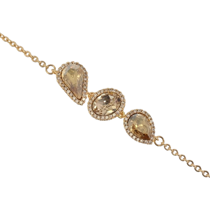 Браслет Xuping цвет 18K с кр-ми Swarovski Кристаллы Golden Shadow длина с доп.цепочкой 15,5-19см х 2мм фото №24