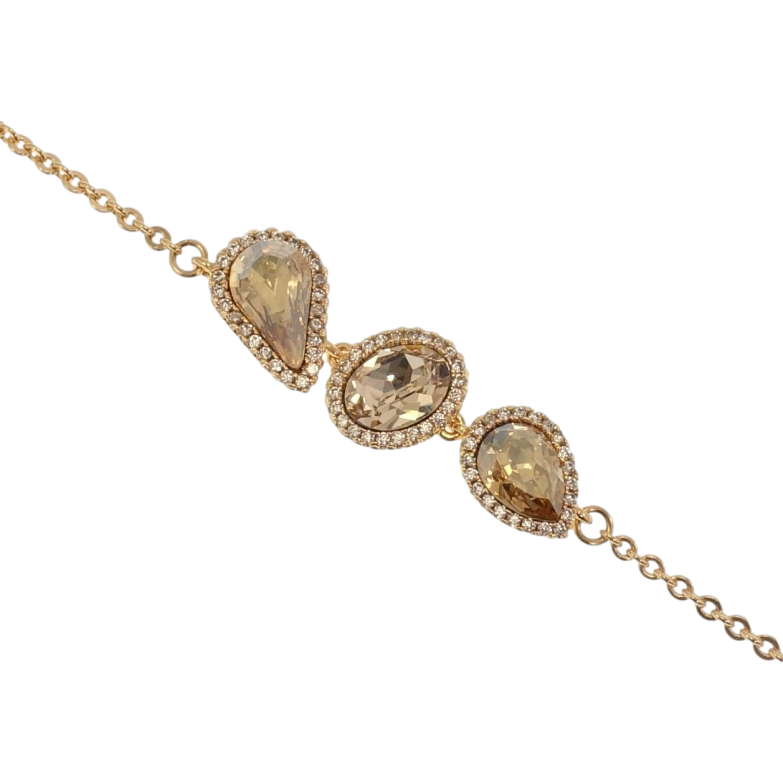 Браслет Xuping цвет 18K с кр-ми Swarovski Кристаллы Golden Shadow длина с доп.цепочкой 15,5-19см х 2мм фото №1