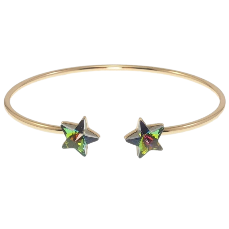 Браслет Xuping цвет 18K с кр-ми Swarovski Кристальные звездочки Vitrail Medium ø 6см фото №1