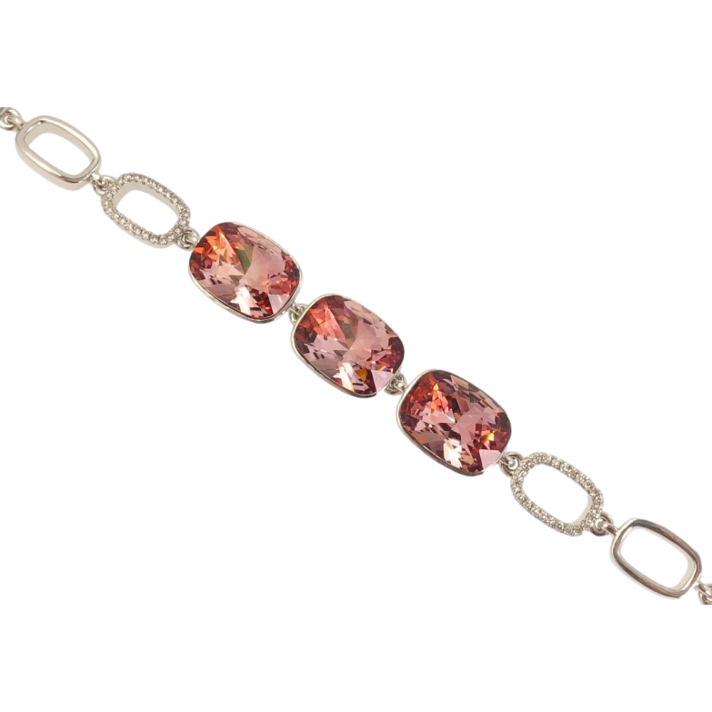 Браслет Xuping колір Родій з кр-ми Swarovski Три кристали Amethyst довжина з доп.замком 15.5,18см х 9-11мм фото №1