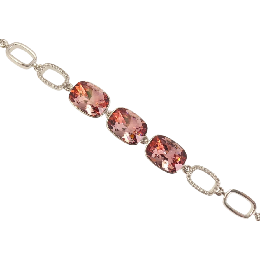 Браслет Xuping цвет Родий с кр-ми Swarovski Три кристалла Amethyst длина с доп.замком 15.5,18см х 9-11мм фото №1