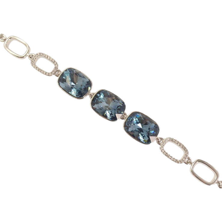 Браслет Xuping цвет Родий с кр-ми Swarovski Три кристалла Montana длина с доп.замком 15.5,18см х 9-11мм фото №19