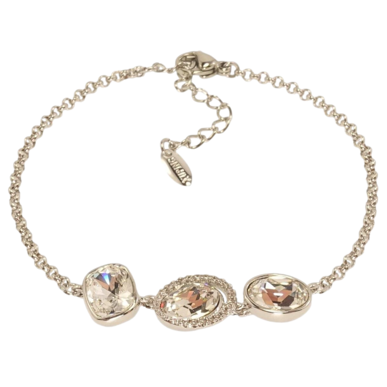 Браслет Xuping колір Родій з кр-ми Swarovski Три кристали Clear довжина з доп.ланцюжком 16-19,5см х 2-9мм фото №1