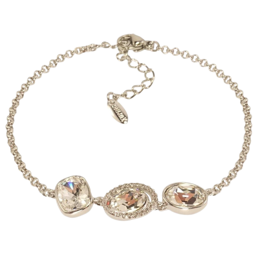 Браслет Xuping колір Родій з кр-ми Swarovski Три кристали Clear довжина з доп.ланцюжком 16-19,5см х 2-9мм фото №1