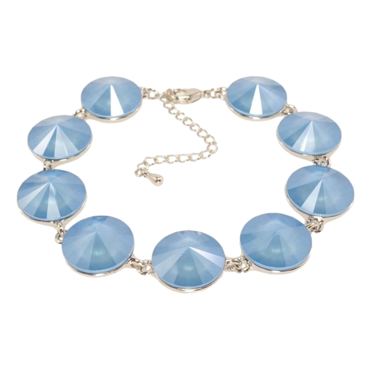 Браслет Xuping цвет Родий с кр-ми Swarovski Кристаллы Summer Blue длина с доп.цепочкой 17.5-22.5см х 14мм фото №23