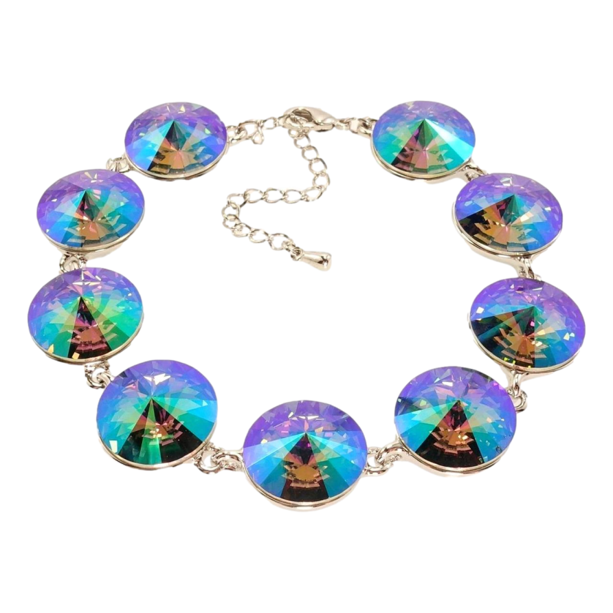 Браслет Xuping колір Родій з кр-ми Swarovski Кристали Paradise Shine довжина з доп.ланцюжком 17.5-22.5см х 14мм фото №1