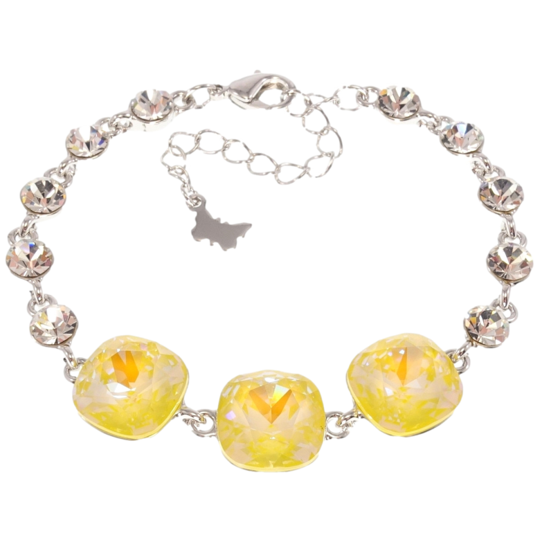 Браслет Xuping колір Родій з кр-ми Swarovski Три кристали Citrine Shimmer довжина з доп.ланцюжком 16.5-21.5см фото №1