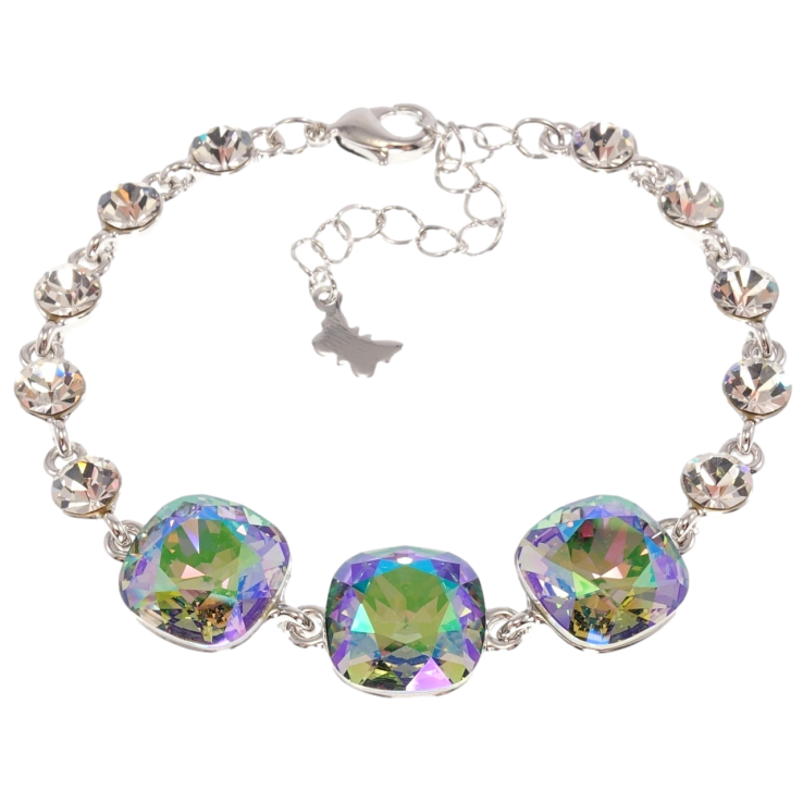 Браслет Xuping цвет Родий с кр-ми Swarovski Три кристалла Paradise Shine длина с доп.цепочкой 16.5-21.5см х фото №18