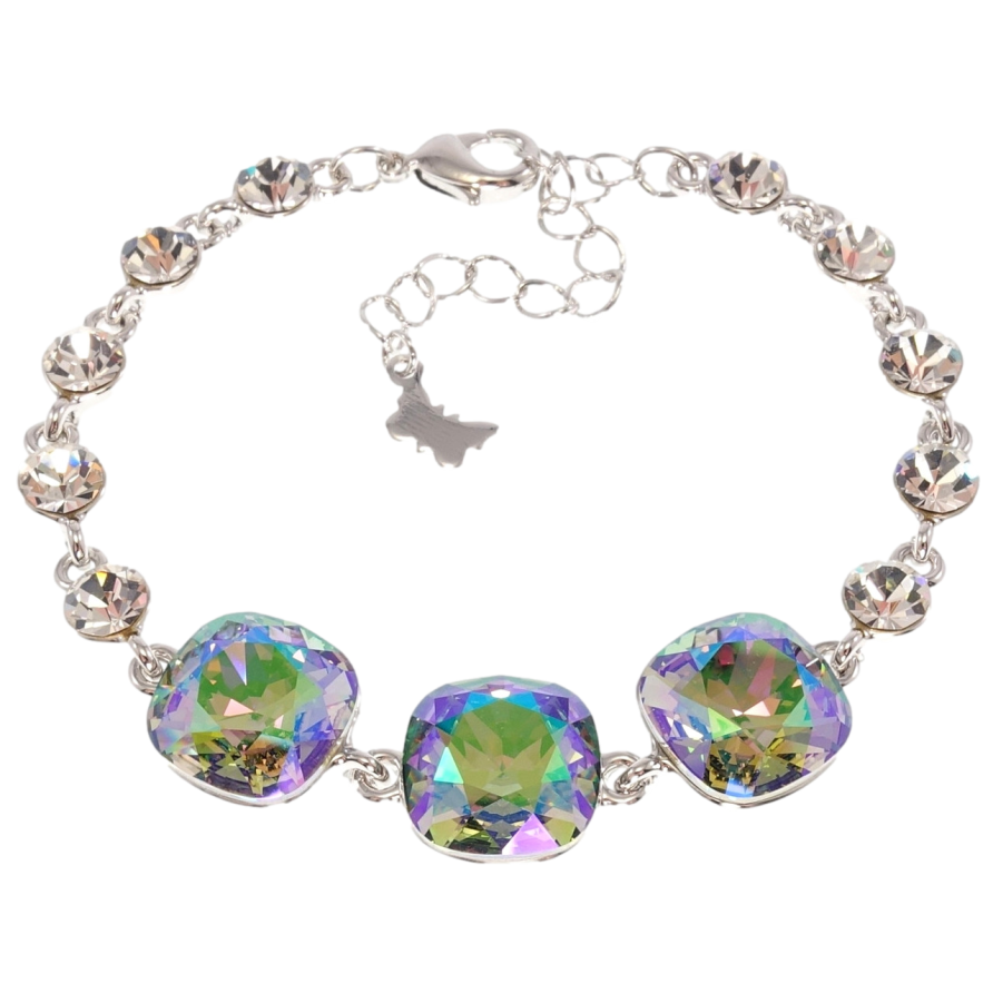 Браслет Xuping цвет Родий с кр-ми Swarovski Три кристалла Paradise Shine длина с доп.цепочкой 16.5-21.5см х фото №1