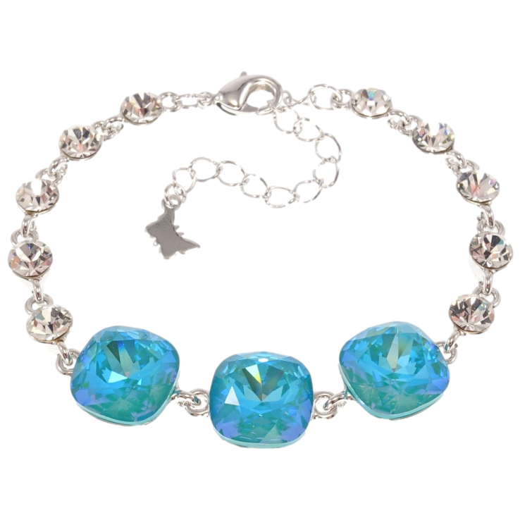 Браслет Xuping цвет Родий с кр-ми Swarovski Три кристалла Zircon Shimmer длина с доп.цепочкой 16.5-21.5см фото №16