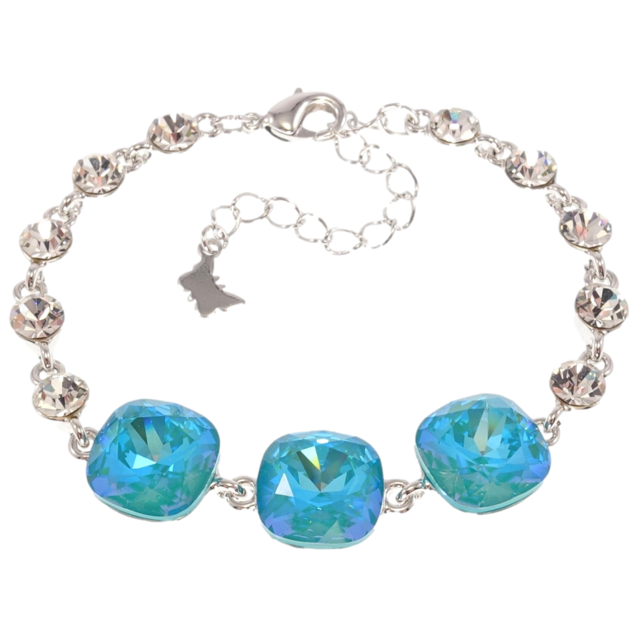 Браслет Xuping цвет Родий с кр-ми Swarovski Три кристалла Zircon Shimmer длина с доп.цепочкой 16.5-21.5см фото №1