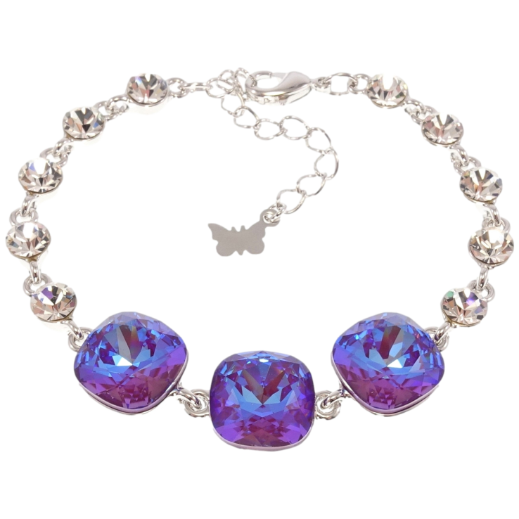 Браслет Xuping цвет Родий с кр-ми Swarovski Три кристалла Meridian Blue длина с доп.цепочкой 16.5-21.5см х фото №12