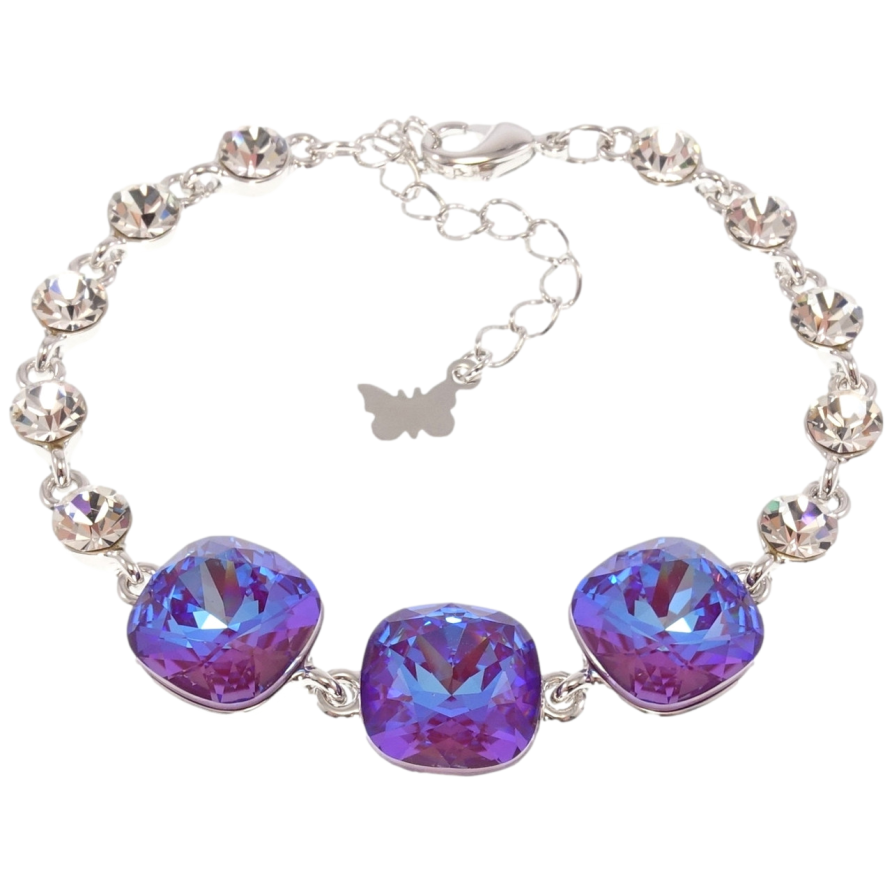 Браслет Xuping цвет Родий с кр-ми Swarovski Три кристалла Meridian Blue длина с доп.цепочкой 16.5-21.5см х фото №1