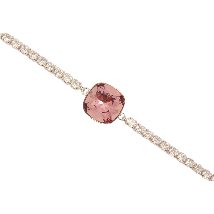 Браслет Xuping цвет Родий с кристаллами Swarovski Дорожка с кристаллом Antique Pink длина 15-20см х 3мм фото №1