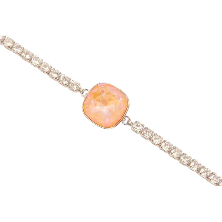 Браслет Xuping колір Родій із кристалами Swarovski Доріжка з кристалом Light Peach довжина 15.5-20.5см х 3мм фото №1