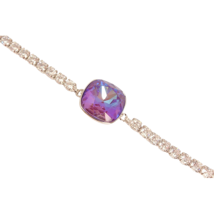 Браслет Xuping цвет Родий с кристаллами Swarovski Дорожка с кристаллом Meridian Blue длина 15-20см х 3мм фото №5