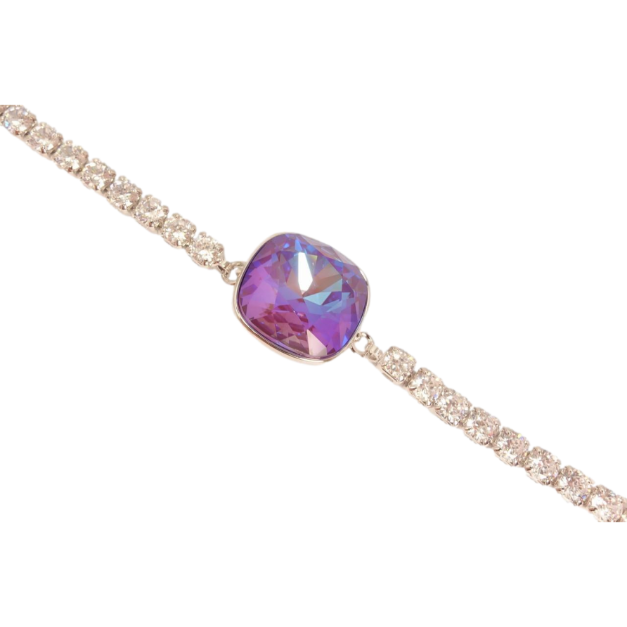 Браслет Xuping цвет Родий с кристаллами Swarovski Дорожка с кристаллом Meridian Blue длина 15-20см х 3мм фото №1