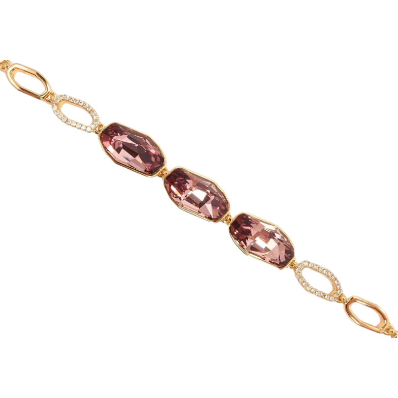 Браслет Xuping колір 18K із кристалами Swarovski Кристали Antique Pink доп.замок 16.5,19.5см х 7мм фото №1