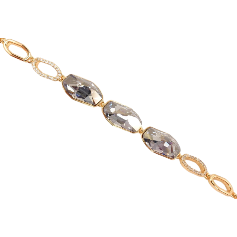 Браслет Xuping цвет 18K с кристаллами Swarovski Кристалл Black Diamond доп.замок 17.5,19.5см х 7мм фото №1