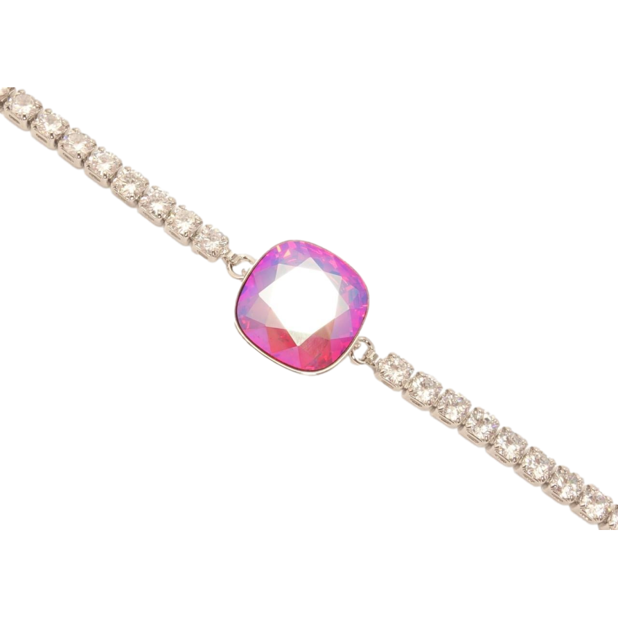 Браслет Xuping колір Родій із кристалами Swarovski Доріжка з кристалом Rose AB довжина 15-20см х 3мм фото №1