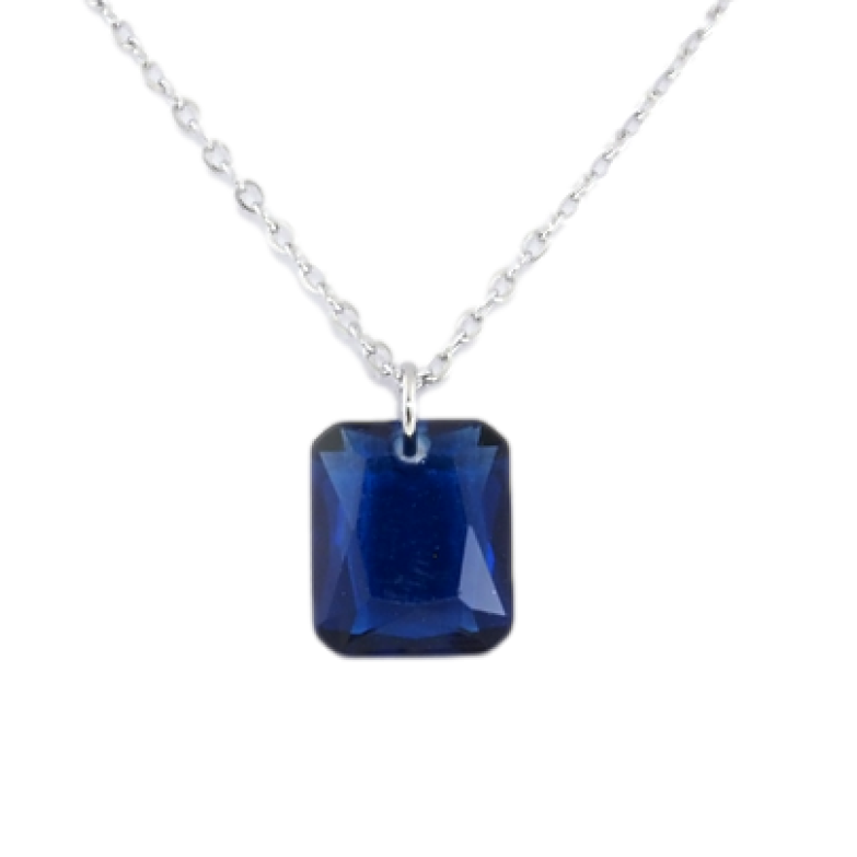 Підвіска на ланцюжку Xuping ТТМ Stainless Steel колір Родій Синій кристал, 10х12мм довжина 46-51см х 1мм фото №1