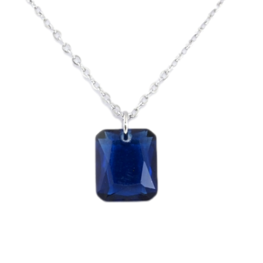 Подвеска на цепочке Xuping ТТМ Stainless Steel цвет Родий Синий кристалл, 10х12мм длинна 46-51см х 1мм фото №1