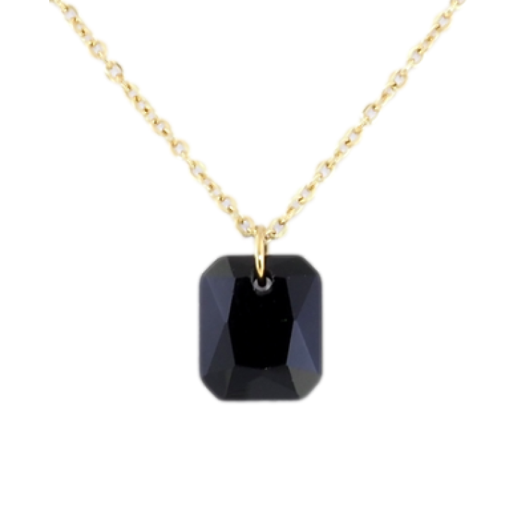 Підвіска на ланцюжку Xuping ТТМ Stainless Steel колір 14K Чорний кристал, 10х12мм довжина 47-52см х 1мм фото №3