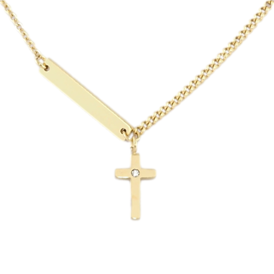 Подвеска на цепочке Xuping ТТМ Stainless Steel цвет 14K Крестик длинна 47-52см х 1-2мм фото №1