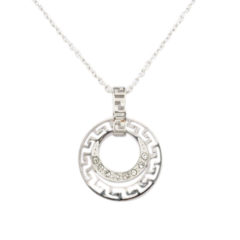 Подвеска на цепочке Xuping ТТМ Stainless Steel цвет Родий Греческий узор, ø 18мм длинна 41-45см х 1мм фото №1