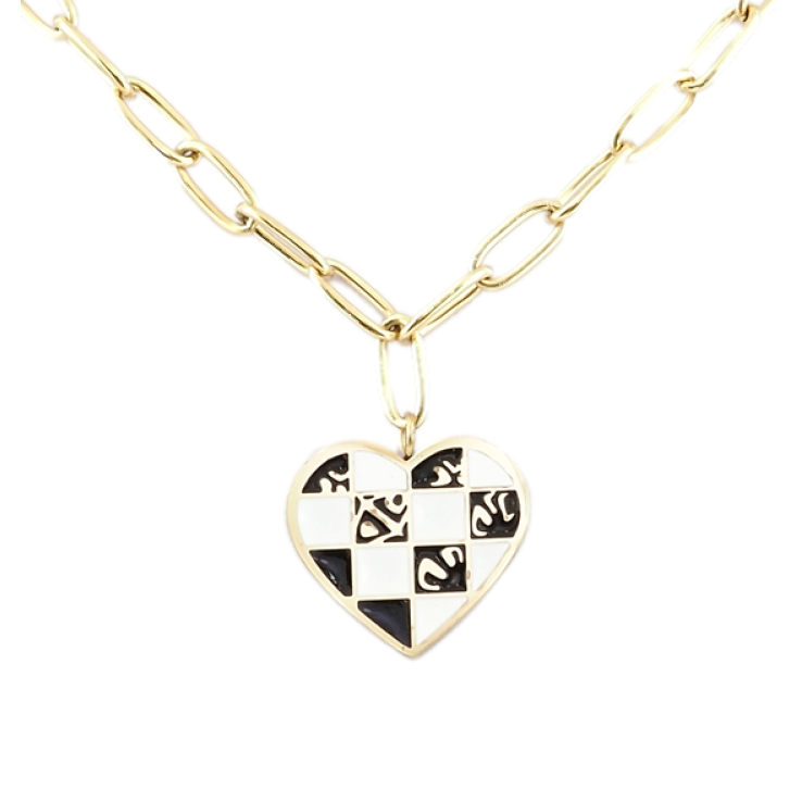 Підвіска на ланцюжку Xuping ТТМ Stainless Steel колір 14K Серце шаховий візерунок довжина 44-48см х 4мм фото №6