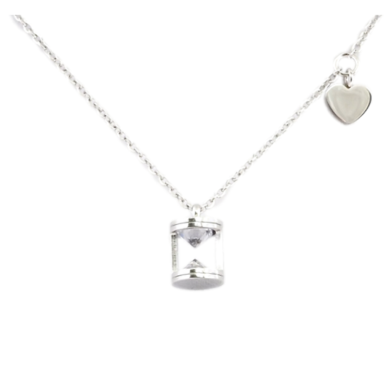 Подвеска на цепочке Xuping ТТМ Stainless Steel цвет Родий Песочные часы с сердечком длина 46-51см х 1мм фото №2 Подвеска на цепочке Xuping ТТМ Stainless Steel цвет Родий Песочные часы с сердечком длина 46-51см х 1мм фото №2